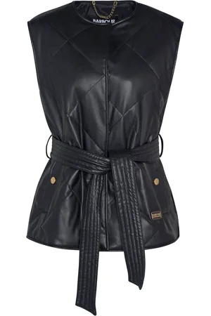 Barbour Rosa Faux Leather Quilted Black Gilet AU 14