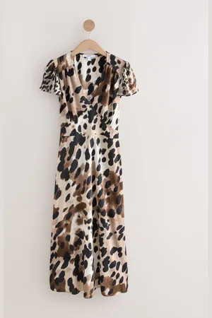 Next Flutter Sleeve V-Neck Tie Waist Maxi Dress AU 16 Tall