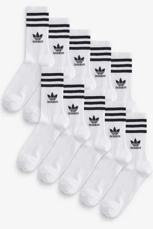 adidas White 3 Stripe Crew Socks 10 Pack