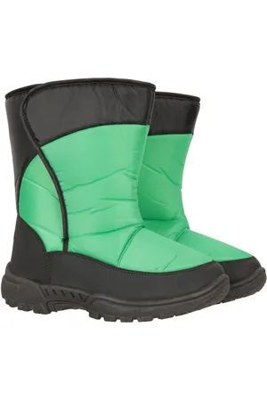 Mountain Warehouse Green Caribou Kids Single Stripe Sherpa Lined Adaptive Snow Boots AU 1 (EU 33)