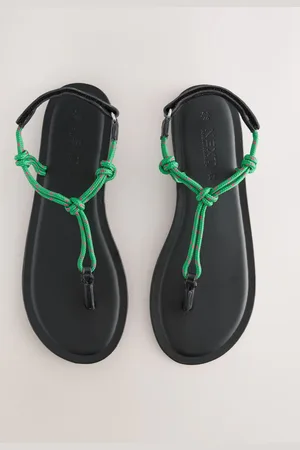 Next Green Leather Standard/Wide Fit Forever Comfort Knotted Rope Toe Thong Sandals AU 8.5 (EU 40)