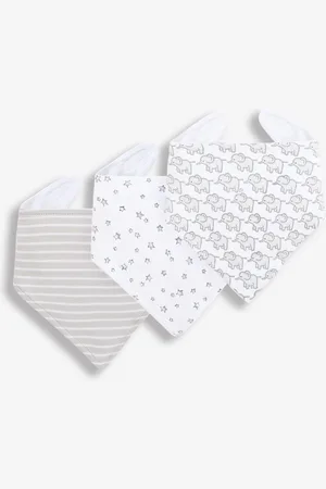 JoJo Maman Bébé Light Grey 3-Pack Cotton Baby Dribble Bibs One