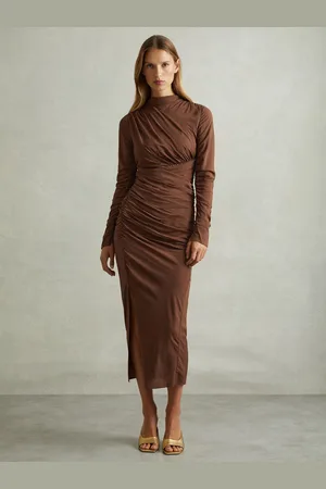 Reiss Kelly Jersey Ruched Midi Dress AU 14