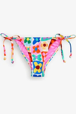 Eleanor Bowmer Pink/Yellow/White Flower Check Tie Side Briefs AU 16