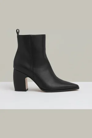 Reiss Black Amy Leather Blocked Heel Ankle Boots AU 6 (EU 37)