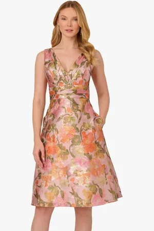 Adrianna Papell Floral Jacquard Midi Dress AU 16