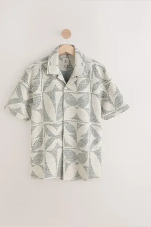 Next Cuban Collar Textured Jersey Short Sleeve Shirt M