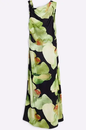 River Island Floral Print Twist Front Maxi Dress AU 10