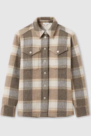 Reiss Phoebe Wool Blend Checked Shacket AU 10