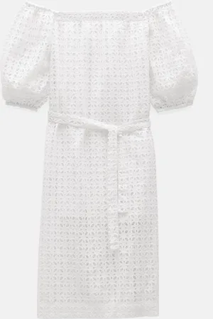 Hush Puppies Broderie Off Shoulder Midi 100% Cotton Dress large