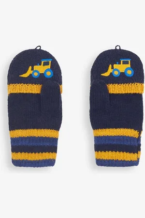 JoJo Maman Bébé Navy Digger Embroidered Gloves 3