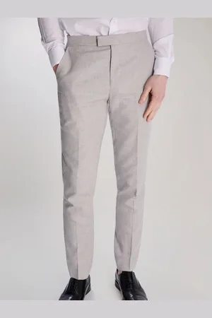 Harry Brown Grey Giacomo Slim Fit Cotton Linen Suit Trousers 36W x 31L (UK 36 R)