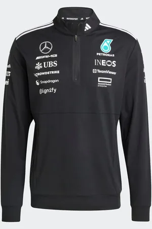 adidas Black/White Mercedes AMG Petronas Formula One Team 1/4 Zip Sweatshirt XS Reg