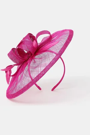 Accessorize Pink Woven Bow Feather Disc Fascinator Hat One