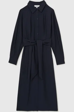 Reiss Mabel Long-Sleeve Belted Midi Dress AU 8
