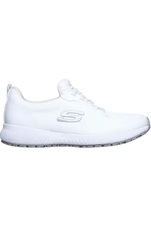 Skechers White Standard Fit Womens Squad Slip Resistant Work Trainers AU 8 (EU 39)