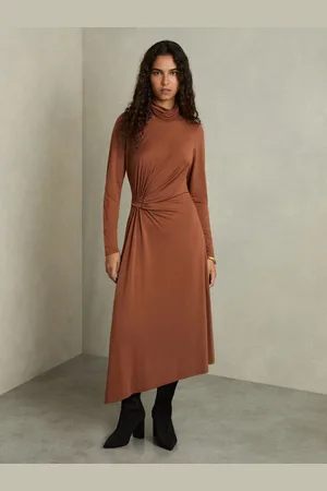 Reiss Casey Draped Jersey Midi Dress AU 14
