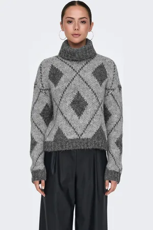 JDY Black Long Sleeve Jacquard Knitted Jumper AU 16