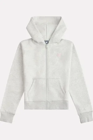 New Balance Grey Small Girls Brush Back Logo Zip Hoodie 14