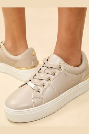 Lipsy London Nude Standard Fit Flat Chunky Flatform Stripe Lace Up Trainers AU 9 (EU 40)