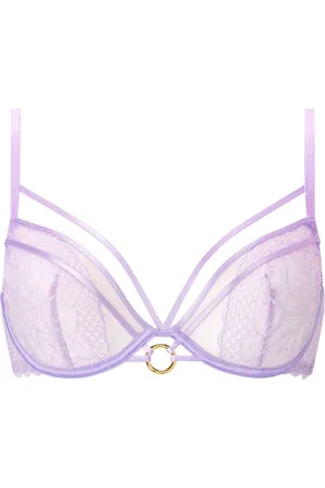 Ann Summers Purple Compelling Floral Mesh Non Pad Plunge Bra 36 DD