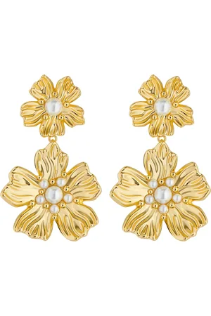 Ted Baker Gold Tone PETARIA: Flower Statement Drop Earrings One