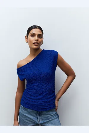 Next Cobalt Blue Texture Off Shoulder Sleevless Top AU 18