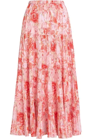 Gina Bacconi Isabelle Floral Print Pleated Skirt xlarge