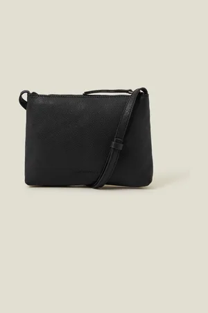 Accessorize Black Zip Detail Leather Cross-Body Bag One
