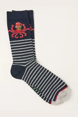 Fat Face FatFace Blue Octopus Socks AU 9.5-11