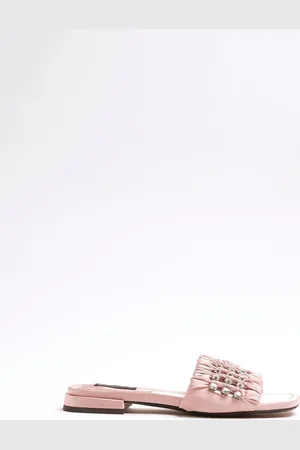 River Island Pink Embellished Ruched Sandals AU 7 (EU 38)