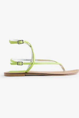 River Island Green Lime Minimal Toe Thong Sandals eu37uk4