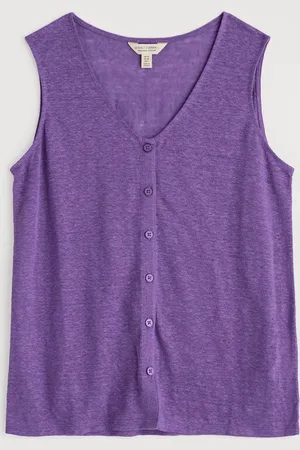 Seasalt Cornwall Purple Carn Glaze 100% Linen Button Through Vest 26
