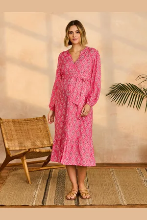JoJo Maman Bébé Button Through Maternity Midi Dress With Tie S