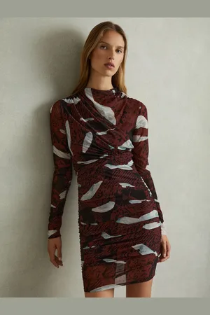 Reiss Kallie Printed Ruched Mini Dress AU 4