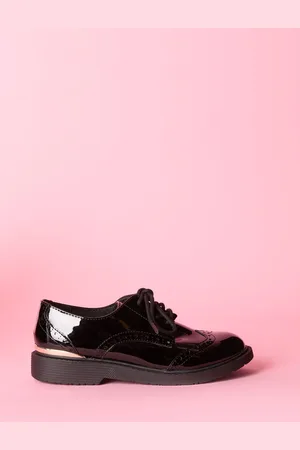 Lipsy London Flat Patent Lace Up Brogue School Shoes AU 2 (EU 34.5)