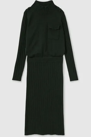 Reiss Floris Wool-Blend Knitted Utility Midi Dress With Cashmere XS