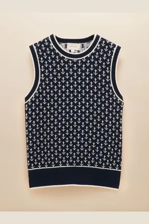 Joules Marine Navy Anchor Cotton Knitted Vest L