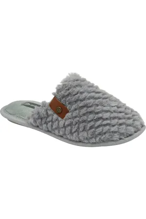Dunlop Grey Ladies Closed Toe Waffle Mule Slippers AU 7 (EU 38)