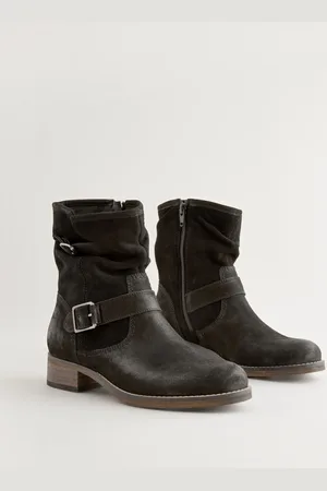 Next Black Standard/Wide Fit Forever Comfort Leather Slouch Ankle Boots AU 8.5 (EU 40)