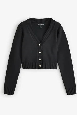 River Island Black Cropped V-Neck Cardigan AU 14