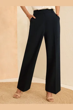 Love & Roses Navy Blue Petite High Waist Wide Leg Tailored Trousers AU 18