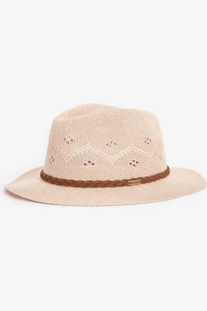 Barbour Pink Flowerdale Crochet Trilby Summer Hat L