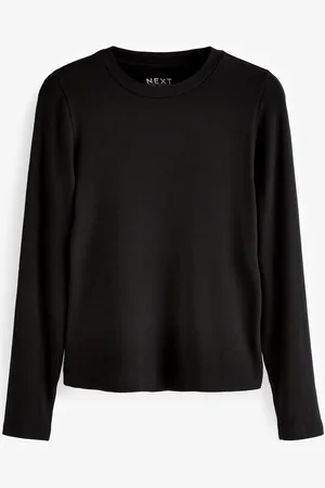 Next Black Soft Touch Ribbed Long Sleeve T-Shirt with TENCEL Lyocell AU 8