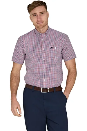 Raging Bull Short Sleeve Graph Check 100% Cotton Poplin Shirt XL