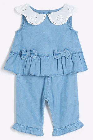 River Island Blue Baby Girls Chambray Collar Set 6