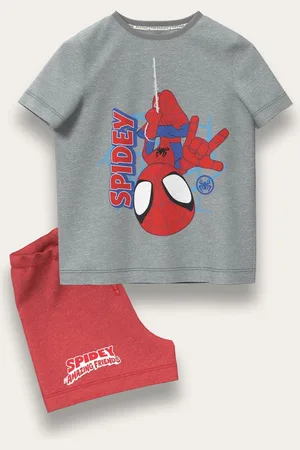 Brand Threads Grey & Red Spidey and His Amazing Friends 100% Cotton Top and Short Set 104110cm