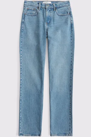 Abercrombie & Fitch Blue Medium Clean Mid Rise Straight Leg Jeans waistsize28in