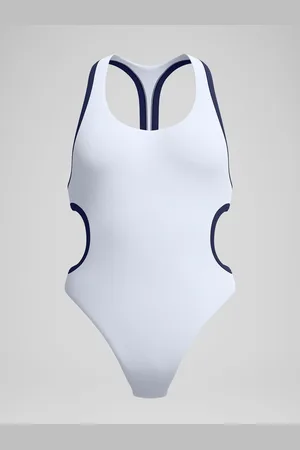 Speedo White Womens Solid Bound Cut Out Swimsuit M