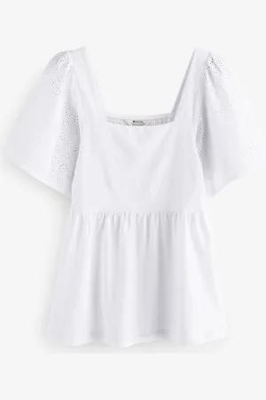 Mountain Warehouse White Womens Verona Broderie Sleeve Top AU 10